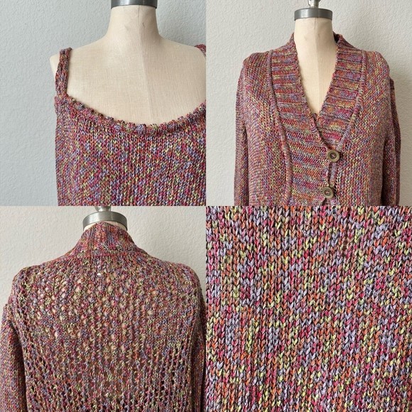 BUNDLE ST. JOHN SPORT Tweed Pattern Knit Top & Cardigan Sweater Multi - Picture 8 of 10